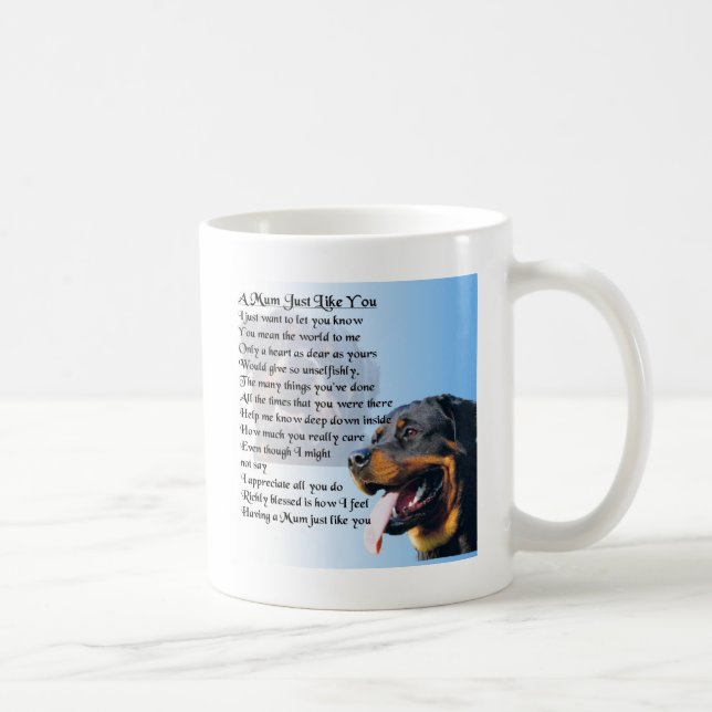 Mama-Gedicht - Rottweiler Entwurf Kaffeetasse (Rechts)