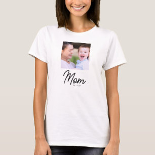 Mama Gegründet Foto Schwarze Schrift Minimal Elega T-Shirt