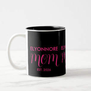 Mama Gegründet Neues Mama-Geschenk Rosa Benutzerde Zweifarbige Tasse