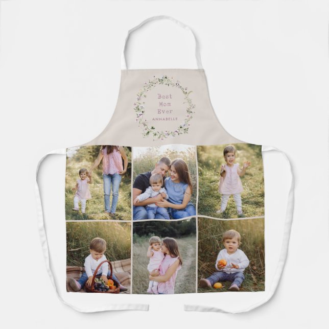 Mama Geschenk 8 Foto mädchenhaft floral elegant za Schürze (Vorderseite)
