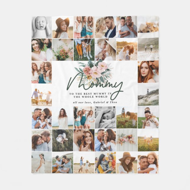 Mama Geschenk Multi-Foto schöne Blumen Fleecedecke (Vorderseite)
