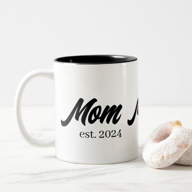 Mama: Geschenke für Junge Mütter Zweifarbige Tasse (Mit Donut)