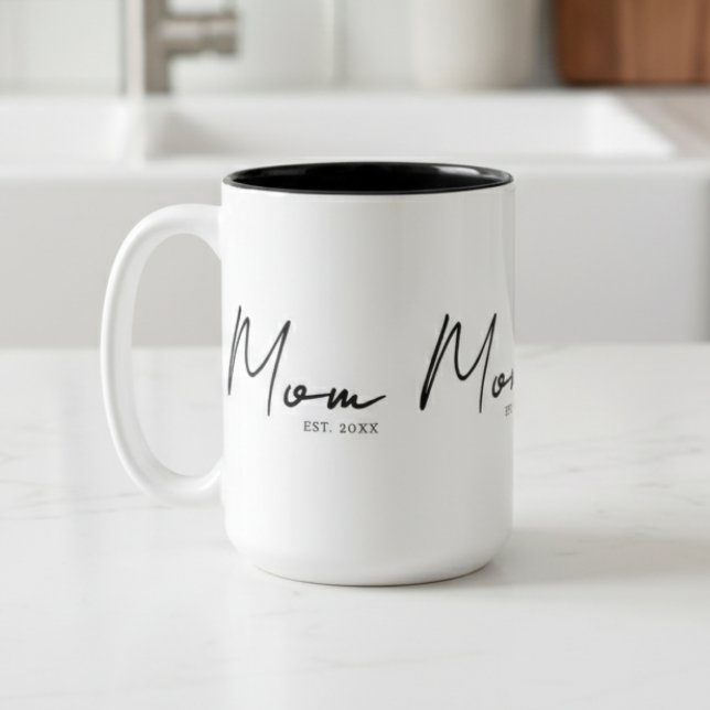 Mama: Geschenke für Junge Mütter Zweifarbige Tasse (Von Creator hochgeladen)
