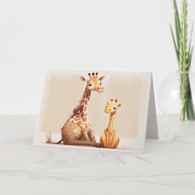 Mama Giraffe mit Baby Karte (Vorderseite)