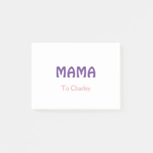 Mama glückliche Mütter Retro lila Namenstext vint Post-it Klebezettel