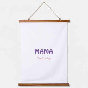 Mama glückliche Mütter Retro lila Namenstext vint Wandteppich Mit Holzrahmen