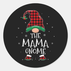 Mama Gnome Xmas Familie Matching Red Kariert Chris Runder Aufkleber