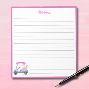 Mama Golferin Rosa Punkte-Wagen Name Notizblock