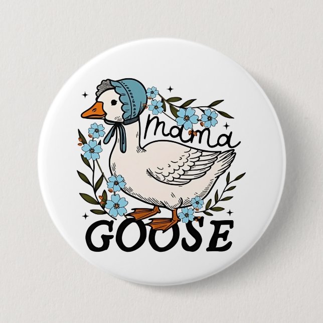 Mama Goose Albern Goose Mütter Day Button (Vorderseite)