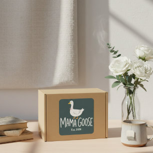 Mama Goose Minimalistische Süße Gänse Illustration Quadratischer Aufkleber