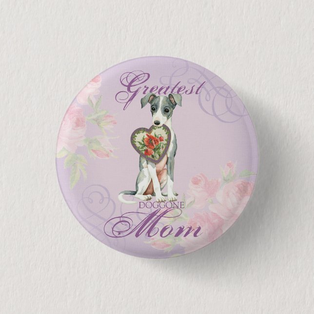 Mama Greyhound Heart Button (Vorderseite)