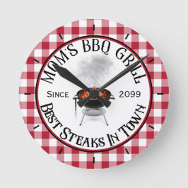 Mama GRILLEN Grill Beste Steaks in der Stadt Runde Wanduhr