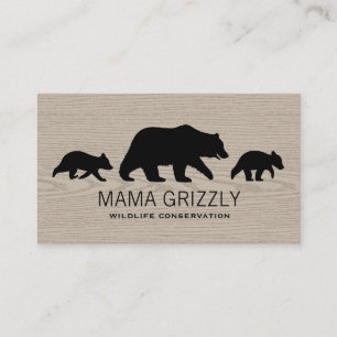 Mama Grizzly Bär mit Cubs Silhouetten Wildlife Visitenkarte