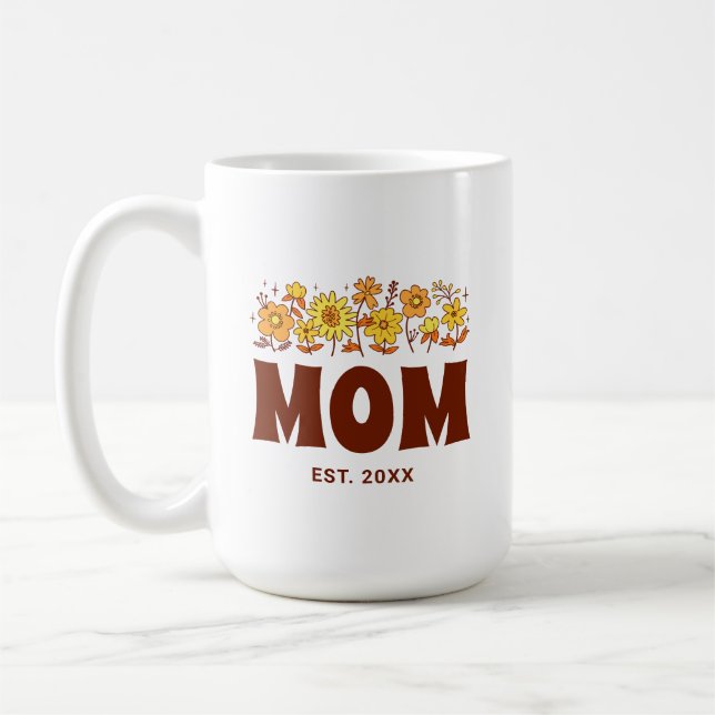 Mama Groovy Blume Vintager Muttertag Kaffeetasse (Links)