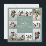 Mama grün elegant moderne minimale Foto Collage Einladung<br><div class="desc">Weltbeste Mama Drehbuch elegante moderne minimalgrün personalisiertes Foto Collage einfache saubere Linien Mütter Tageskarte</div>