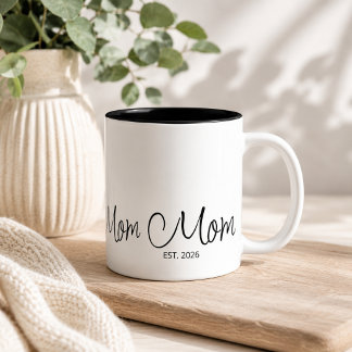 Mama gründete schwarzes Schriftzug Custom Jahr Zweifarbige Tasse
