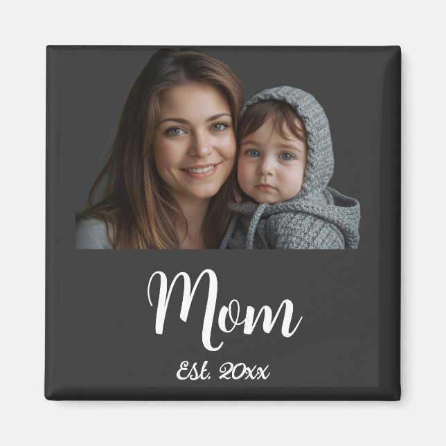 Mama Gründungjahr Schwarze moderne Schrift Magnet (Vorne)