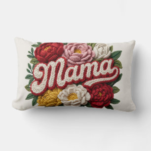 "Mama" Häkelkissen mit Blumenmuster – Muttertag –  Lendenkissen