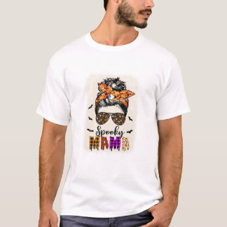 Mama Halloween unordentlicher Dutt T-Shirt