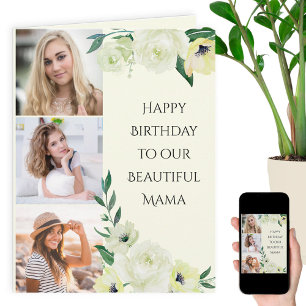 Mama Happy Birthday 3 Foto Aquarell Floral Karte