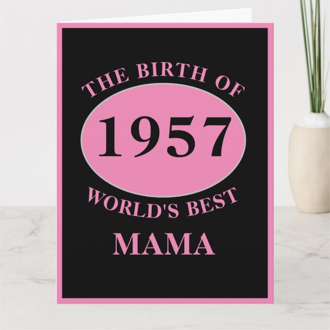 Mama Happy Birthday Monogram Name Year Pink Large Karte (Vorderseite)