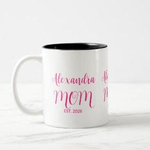 Mama hat den rosa Schriftzug etabliert Zwei-Töne K Zweifarbige Tasse