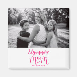 Mama hat den rosa Schriftzug- Namen-Foto etabliert Magnet