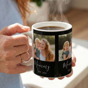 Mama hat ein elegantes 3-Foto-Script Schwarz erste Kaffeetasse