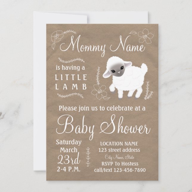 Mama hat ein kleines Lamm! Babyparty laden ein Einladung (Vorderseite)