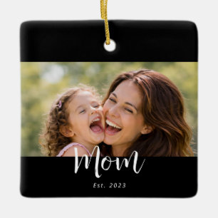 Mama hat ein Schwarz-Weiß-Script-Foto erstellt Keramikornament