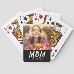 Mama hat elegante kühne Schriftart Schwarz Foto ei Spielkarten
