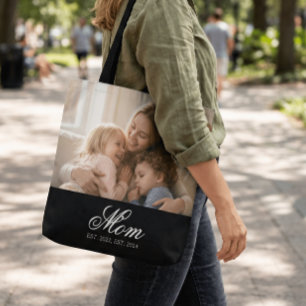 Mama hat elegantes Schriftfoto Schwarz erstellt Tasche