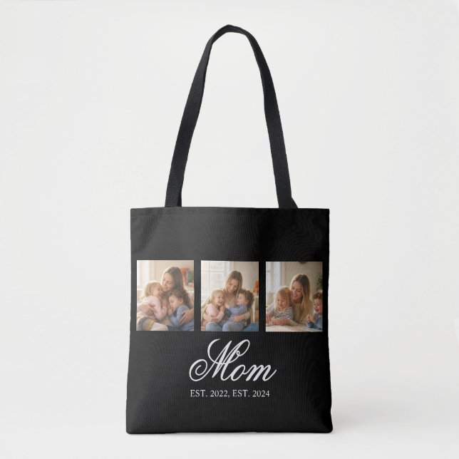 Mama hat elegantes schwarzes Skript 3 Foto eingeri Tasche (Vorderseite)