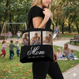 Mama hat elegantes schwarzes Skript 3 Foto eingeri Tasche