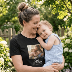 Mama hat elegantes schwarzes Skript-Foto gegründet T-Shirt