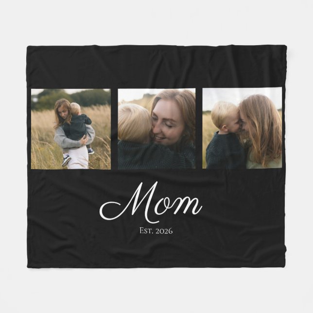 Mama hat elegantes Skript Schwarz 3 Foto Fleecedecke (Vorderseite (Horizontal))