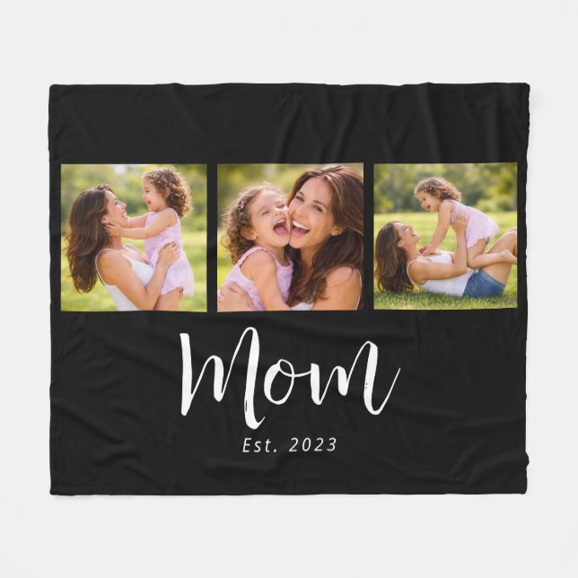 Mama hat elegantes Skript Schwarz 3 Foto Fleecedecke (Vorderseite (Horizontal))