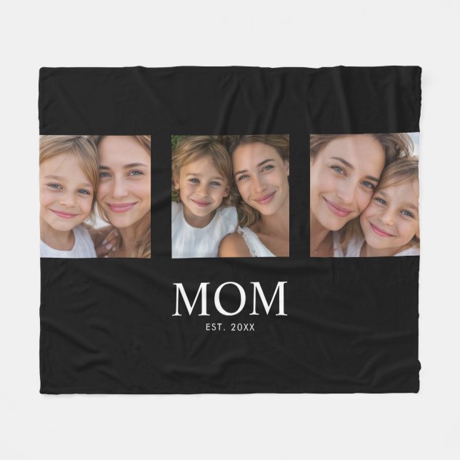 Mama hat elegantes Skript Schwarz 3 Foto Fleecedecke (Vorderseite (Horizontal))