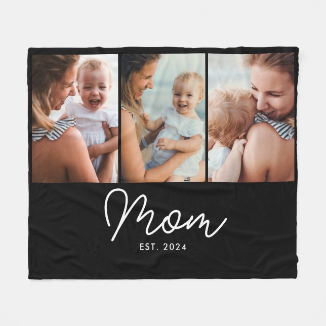 Mama hat elegantes Skript Schwarz 3 Foto Fleecedecke (Vorderseite (Horizontal))