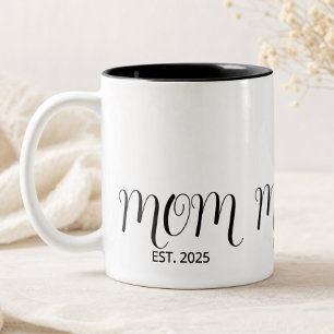 Mama hat es gegründet Schriftzug Neues Mama-Gesche Zweifarbige Tasse