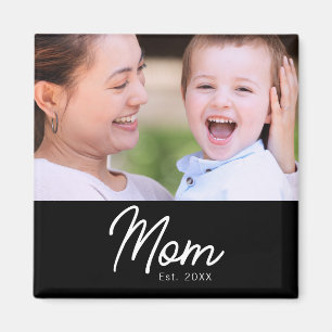 Mama hat Foto Schwarz Skript Minimal Elegant Magnet