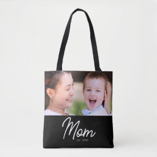 Mama hat Foto Schwarz Skript Minimal Elegant Tasche