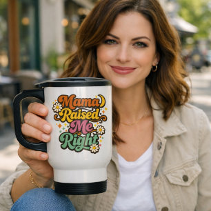 Mama hat mich richtig erzogen – Retro Groovy Typog Reisebecher