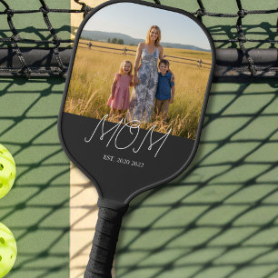 Mama hat moderne Schriftart Schwarzes Foto eingeri Pickleball Schläger