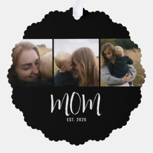 Mama hat modernen Schriftzug Schwarz 3 Fotos Ornament Karte