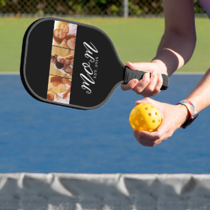 Mama hat modernes fettes Skript Schwarz 3 Foto Pickleball Schläger