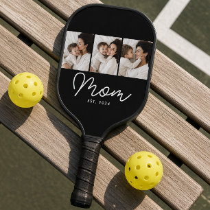 Mama hat modernes fettes Skript Schwarz 3 Foto Pickleball Schläger