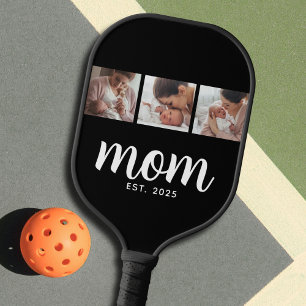 Mama hat modernes fettes Skript Schwarz 3 Foto Pickleball Schläger
