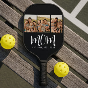 Mama hat modernes fettes Skript Schwarz 3 Foto Pickleball Schläger