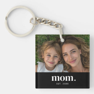 Mama hat modernes minimalistisches Foto eingericht Schlüsselanhänger